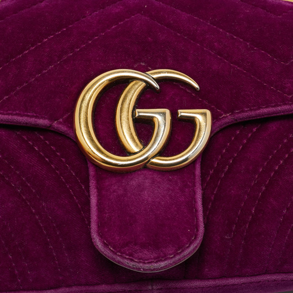 GUCCI Magenta Matelasse Velver Mini GG Marmont Shoulder Bag - Picture 6 of 8